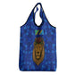 Tanzania Simba Lion Grocery Bag - Floral Crown and Blue Mosaic Design