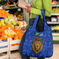 Tanzania Simba Lion Grocery Bag - Floral Crown and Blue Mosaic Design