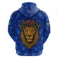 Tanzania Simba Lion Hoodie - Floral Crown and Blue Mosaic Design