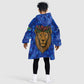 Tanzania Simba Lion Kid Wearable Blanket Hoodie - Floral Crown and Blue Mosaic Design