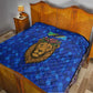 Tanzania Simba Lion Quilt - Floral Crown and Blue Mosaic Design
