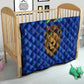 Tanzania Simba Lion Quilt - Floral Crown and Blue Mosaic Design