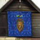 Tanzania Simba Lion Quilt - Floral Crown and Blue Mosaic Design