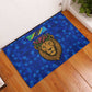 Tanzania Simba Lion Rubber Doormat - Floral Crown and Blue Mosaic Design