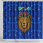 Tanzania Simba Lion Shower Curtain - Floral Crown and Blue Mosaic Design