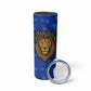 Tanzania Simba Lion Skinny Tumbler - Floral Crown and Blue Mosaic Design