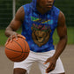 Tanzania Simba Lion Sleeveless Hoodie - Floral Crown and Blue Mosaic Design - African Pride