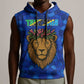 Tanzania Simba Lion Sleeveless Hoodie - Floral Crown and Blue Mosaic Design - African Pride