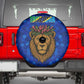 Tanzania Simba Lion Spare Tire Cover - Floral Crown and Blue Mosaic Design
