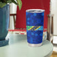 Tanzania Simba Lion Tumbler Cup - Floral Crown and Blue Mosaic Design