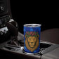 Tanzania Simba Lion Tumbler Cup - Floral Crown and Blue Mosaic Design