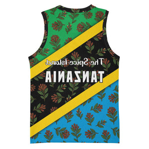 Tanzania Spice Island Basketball Jersey with Clove Leaf Pattern and National Flag Colors - African Pride