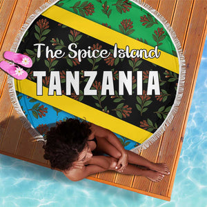 Tanzania Spice Island Beach Blanket with Clove Leaf Pattern and National Flag Colors