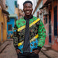 Tanzania Spice Island Bomber Jacket with Clove Leaf Pattern and National Flag Colors