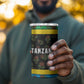 Tanzania Spice Island 4 in 1 Can Cooler Tumbler with Clove Leaf Pattern and National Flag Colors