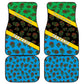 Tanzania Spice Island Car Mats with Clove Leaf Pattern and National Flag Colors