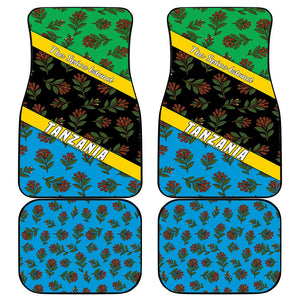 Tanzania Spice Island Car Mats with Clove Leaf Pattern and National Flag Colors