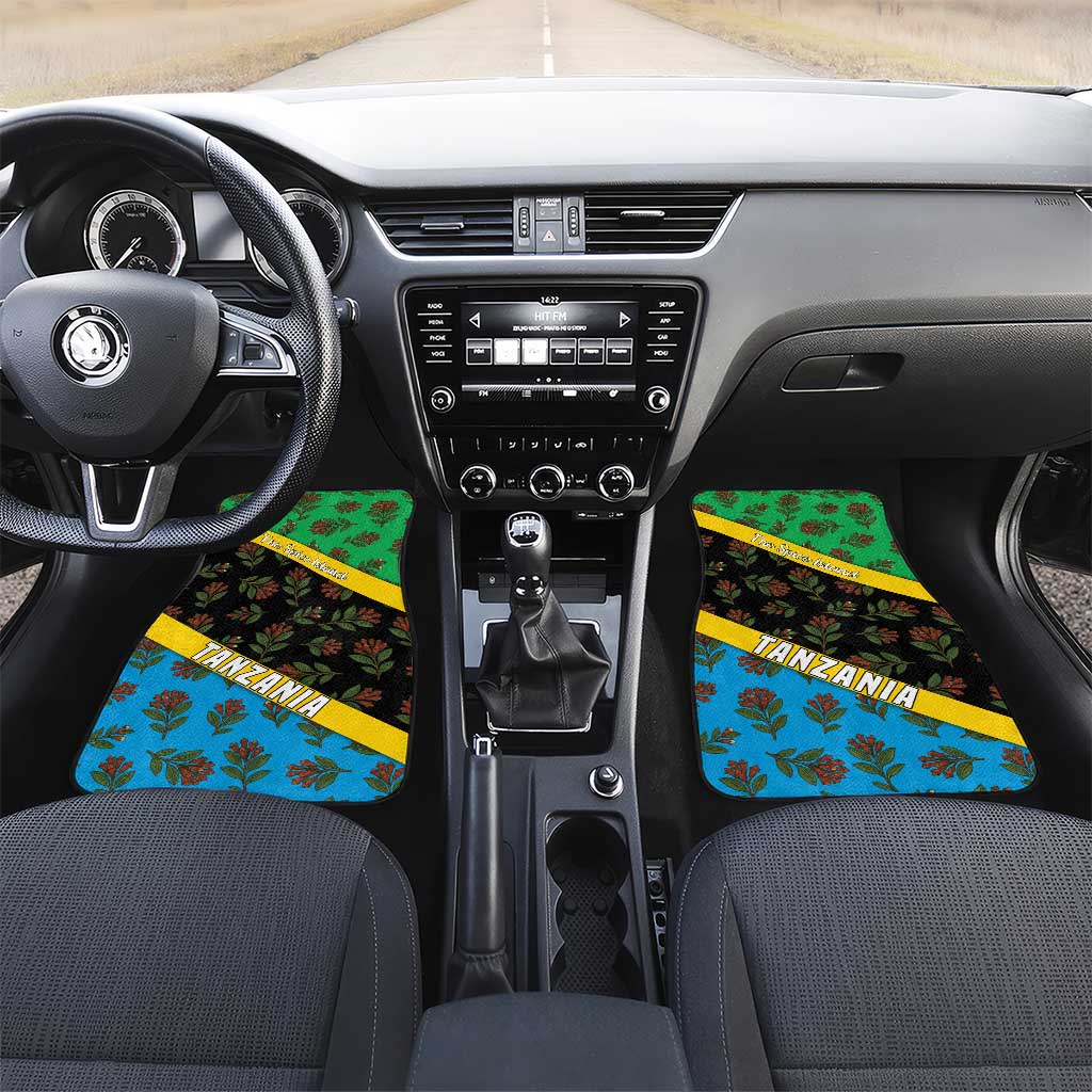 Tanzania Spice Island Car Mats with Clove Leaf Pattern and National Flag Colors