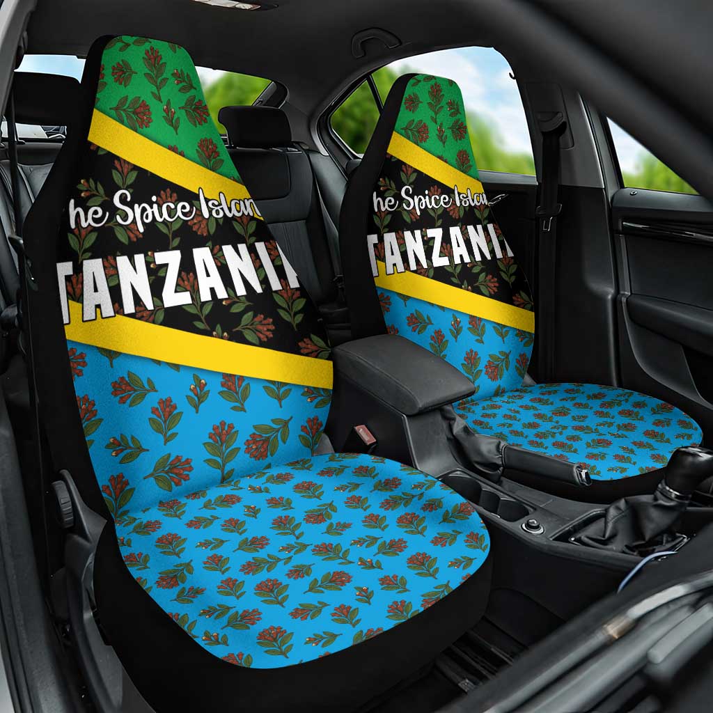 Tanzania Spice Island Car Seat Cover with Clove Leaf Pattern and National Flag Colors
