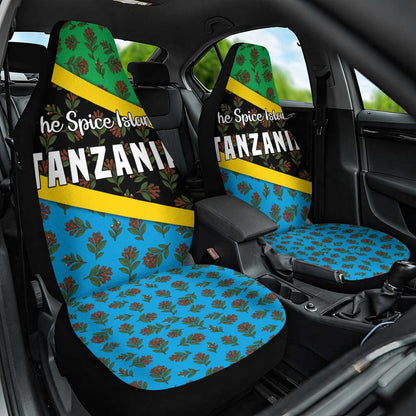 Tanzania Spice Island Car Seat Cover with Clove Leaf Pattern and National Flag Colors
