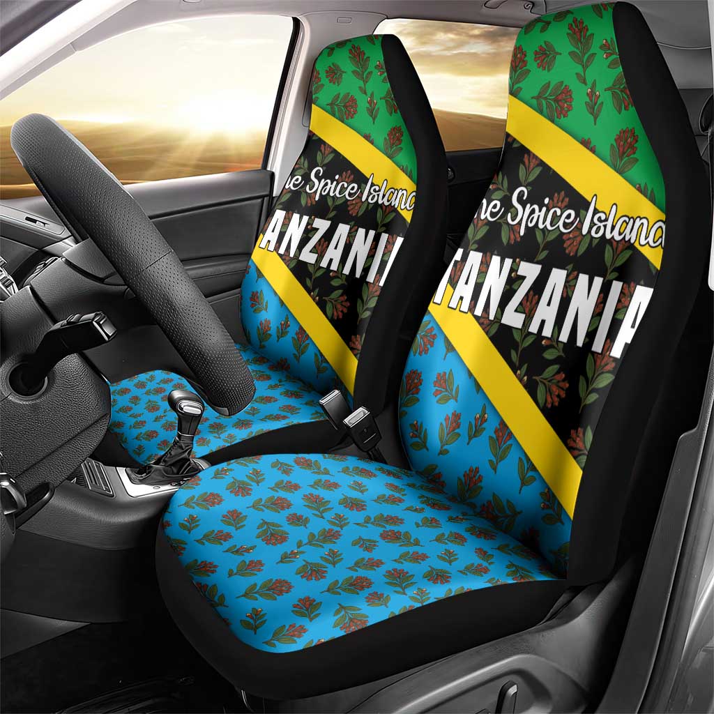Tanzania Spice Island Car Seat Cover with Clove Leaf Pattern and National Flag Colors