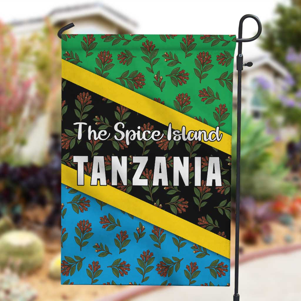 Tanzania Spice Island Garden Flag with Clove Leaf Pattern and National Flag Colors