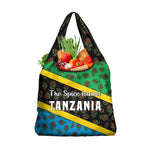 Tanzania Spice Island Grocery Bag with Clove Leaf Pattern and National Flag Colors