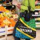 Tanzania Spice Island Grocery Bag with Clove Leaf Pattern and National Flag Colors