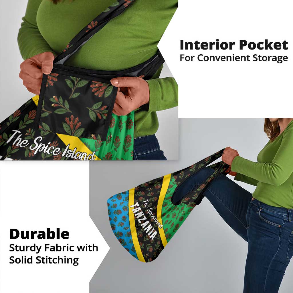 Tanzania Spice Island Grocery Bag with Clove Leaf Pattern and National Flag Colors