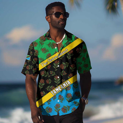 Tanzania Spice Island Hawaiian Shirt with Clove Leaf Pattern and National Flag Colors