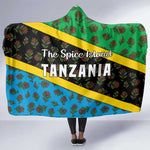 Tanzania Spice Island Hooded Blanket with Clove Leaf Pattern and National Flag Colors