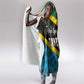 Tanzania Spice Island Hooded Blanket with Clove Leaf Pattern and National Flag Colors