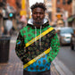 Tanzania Spice Island Hoodie with Clove Leaf Pattern and National Flag Colors