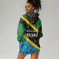 Tanzania Spice Island Hoodie Dress with Clove Leaf Pattern and National Flag Colors