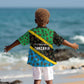 Tanzania Spice Island Kid Hawaiian Shirt with Clove Leaf Pattern and National Flag Colors