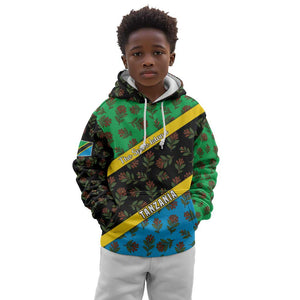 Tanzania Spice Island Kid Hoodie with Clove Leaf Pattern and National Flag Colors