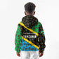 Tanzania Spice Island Kid Hoodie with Clove Leaf Pattern and National Flag Colors