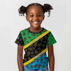 Tanzania Spice Island Kid T shirt with Clove Leaf Pattern and National Flag Colors