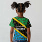 Tanzania Spice Island Kid T shirt with Clove Leaf Pattern and National Flag Colors