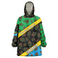 Tanzania Spice Island Kid Wearable Blanket Hoodie with Clove Leaf Pattern and National Flag Colors