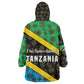 Tanzania Spice Island Kid Wearable Blanket Hoodie with Clove Leaf Pattern and National Flag Colors