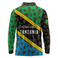 Tanzania Spice Island Long Sleeve Polo Shirt with Clove Leaf Pattern and National Flag Colors
