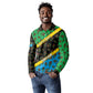 Tanzania Spice Island Long Sleeve Polo Shirt with Clove Leaf Pattern and National Flag Colors