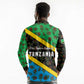 Tanzania Spice Island Long Sleeve Polo Shirt with Clove Leaf Pattern and National Flag Colors