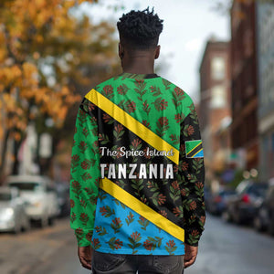Tanzania Spice Island Long Sleeve Shirt with Clove Leaf Pattern and National Flag Colors