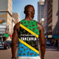 Tanzania Spice Island Men Tank Top with Clove Leaf Pattern and National Flag Colors