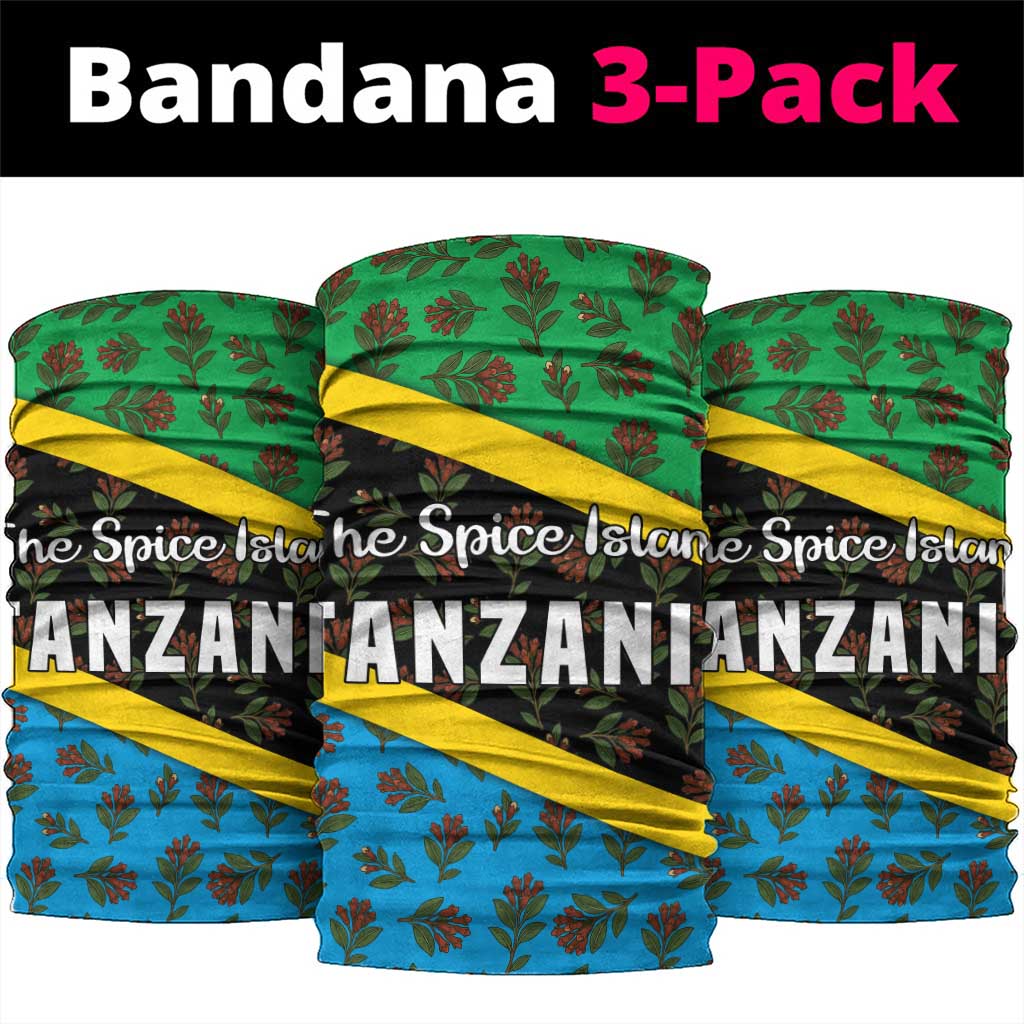 Tanzania Spice Island Neck Gaiter Clove Leaf Pattern and National Flag Colors TS04
