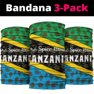 Tanzania Spice Island Neck Gaiter Clove Leaf Pattern and National Flag Colors TS04