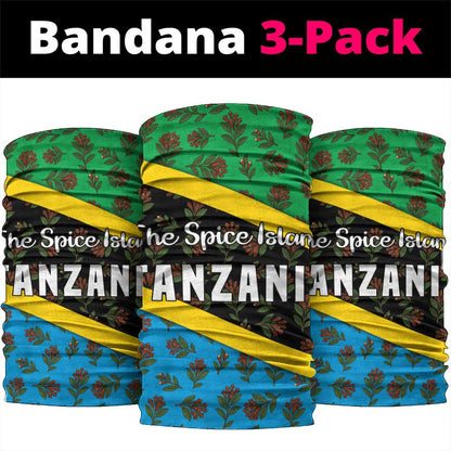 Tanzania Spice Island Neck Gaiter Clove Leaf Pattern and National Flag Colors TS04