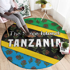 Tanzania Spice Island Round Carpet with Clove Leaf Pattern and National Flag Colors